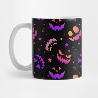 Halloween neon pumpkin faces pattern Mug